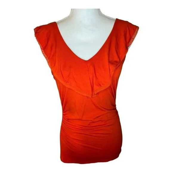 WHBM Women’s‎ XS Coral Flutter V-Neck Sleeveless Top - Picture 1 of 6